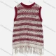 Wholesale Women's Casual Round Neck Striped Honeycomb Knit Tank Sweater 60854# 516# Clothing Wholesale Market Liuhua