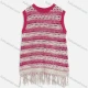 Wholesale Women's Casual Round Neck Striped Honeycomb Knit Tank Sweater 60854# 522# Clothing Wholesale Market Liuhua