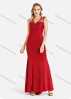 Wholesale Women's Elegant V Neck Sleeveless Ruched Beaded Applique Splicing Sheer Mesh Maxi Mermaid Evening Dress - Liuhuamall
