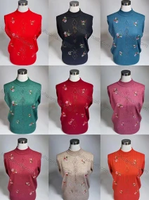 Wholesale Women's Casual High Neck Long Sleeve Floral Print Embroidered Sweater, LIUHUA CLOTHING WHOLESALE