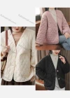 Wholesale Women's Casual V Neck Pockets Quilted Jacket 2218# - Liuhuamall