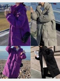 Wholesale Women's Casual Stand Collar Plain Pockets Zipper Puffer Coat 8019#, LIUHUA CLOTHING WHOLESALE