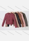 Wholesale Women's Casual Pockets Zipper Crop Leather Jacket 8862# - Liuhuamall