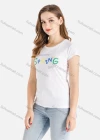 Wholesale Women's Casual Short Sleeve Round Neck Colorful Letter Print Tee - Liuhuamall