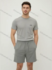 Wholesale Men's Light Gray Casual Shorts – Elastic Waistband, Loose Fit, Breathable Fabric Bulk Order, LIUHUA CLOTHING WHOLESALE