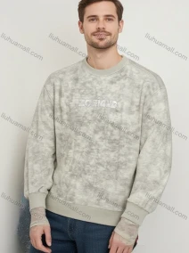Wholesale Men's Light Gray Long - sleeve Sweatshirt – Unique ZOEIEND Abstract Print, Trendy Streetwear Bulk Order, LIUHUA CLOTHING WHOLESALE