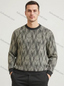 Wholesale Men's Dark Gray & Beige Long - Sleeve Sweatshirt – Vertical Stripes, Soft Fabric Bulk Order, LIUHUA CLOTHING WHOLESALE