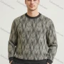 Wholesale Men's Dark Gray & Beige Long - Sleeve Sweatshirt – Vertical Stripes, Soft Fabric Bulk Order preview