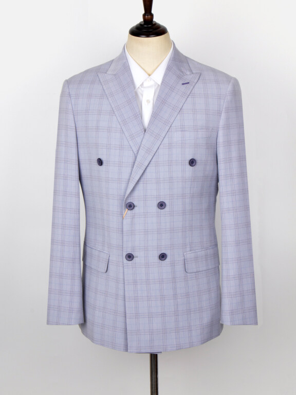 Men's Formal Plaid Print Lapel Long Sleeve Double Breasted Flap Pockets Blazer Jackets X7348#, Clothing Wholesale Market -LIUHUA, MEN, Suits-Blazers
