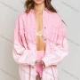 Wholesale Women's Casual Gradient Frayed Raw Button Down Long Sleeve Denim Jacket preview