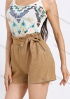 Wholesale Women's Casual High Waist Plain Ribbed Shorts With Belt - Liuhuamall
