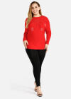 Wholesale Women's Round Neck Long Sleeve Star Rhinestone Pullover Sweater - Liuhuamall
