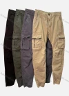 Wholesale Men's Casual Plain Ankle Length Multiple Pockets Drawstring Joggers - Liuhuamall