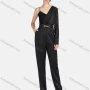 Wholesale Women's Fashion Elegant One Shoulder Cami Ankle Length Straight Leg Jumpsuit With Belt preview