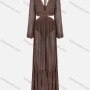 Wholesale Women's Chiffon Flowy O-Ring Cutout Tie Back Ruched Ruffle Hem See Through Cover Up Dress preview