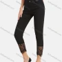 Wholesale Women's Autumn Solid Button Closure Floral Lace Casual Pencil Pants preview