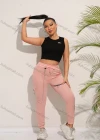 Wholesale Women's Casual Plain Chain Decro Drawstring Zip Sweatpants - Liuhuamall