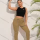 Wholesale Women's Casual Plain Chain Decro Drawstring Zip Sweatpants Khaki Clothing Wholesale Market Liuhua