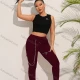 Wholesale Women's Casual Plain Chain Decro Drawstring Zip Sweatpants Wine Clothing Wholesale Market Liuhua