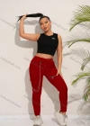 Wholesale Women's Casual Plain Chain Decro Drawstring Zip Sweatpants - Liuhuamall