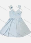 Wholesale Women's Casual Plain Cold Shoulder Wrap V Neck Ruffle Sleeve Midi Dress - Liuhuamall