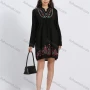 Wholesale Women's Notch Neck Long Sleeve Embroidery Knee Length Dress preview