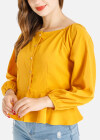 Wholesale Women's Casual Ruched Ruffle Trim Button Down Blouse - Liuhuamall