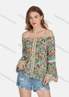 Wholesale Women's Casual Vintage Off Shoulder Allover Print Long Sleeve Tassel Blouse E3106# - Liuhuamall