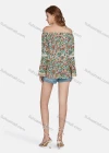 Wholesale Women's Casual Vintage Off Shoulder Allover Print Long Sleeve Tassel Blouse E3106# - Liuhuamall