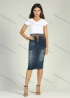 Wholesale Women's Summer High Waist Dark Wash Denim Pencil Skirt - Liuhuamall