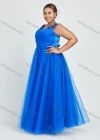 Wholesale Women's Elegant Sleeveless V Neck Mesh Appliques Evening Dress - Liuhuamall