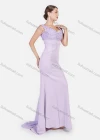 Wholesale Women's Elegant Plain Straps Sleeveless Splicing Guipure Lace Rhinestone Pearl Decor Evening Dress - Liuhuamall