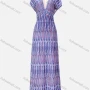 Wholesale Women's Casual Striped Wrap V Neck Batwing Sleeve Ruffle Hem Maxi Dress preview