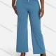 Wholesale Women's Casual Plain Waffle Jacquard High Waist Wide Leg Pants With Drawstring Gray Blue Clothing Wholesale Market Liuhua