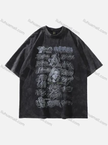 Wholesale Men's Fashion Oversized Crew Neck Short Sleeve Wash Distressed Graphic T-shirt 705#, LIUHUA CLOTHING WHOLESALE