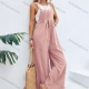 Wholesale Women's Casual Plain Ruched Patch Pocket Loose Wide Leg Overall Jumpsuits Pink Clothing Wholesale Market Liuhua