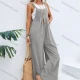 Wholesale Women's Casual Plain Ruched Patch Pocket Loose Wide Leg Overall Jumpsuits Light Gray Clothing Wholesale Market Liuhua