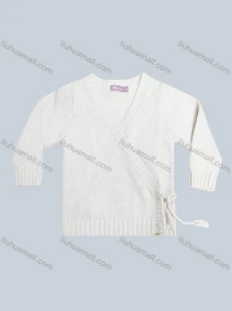 Wholesale Girl's Casual V Neck Long Sleeve Drawstring Button Down Knit Sweater, LIUHUA CLOTHING WHOLESALE