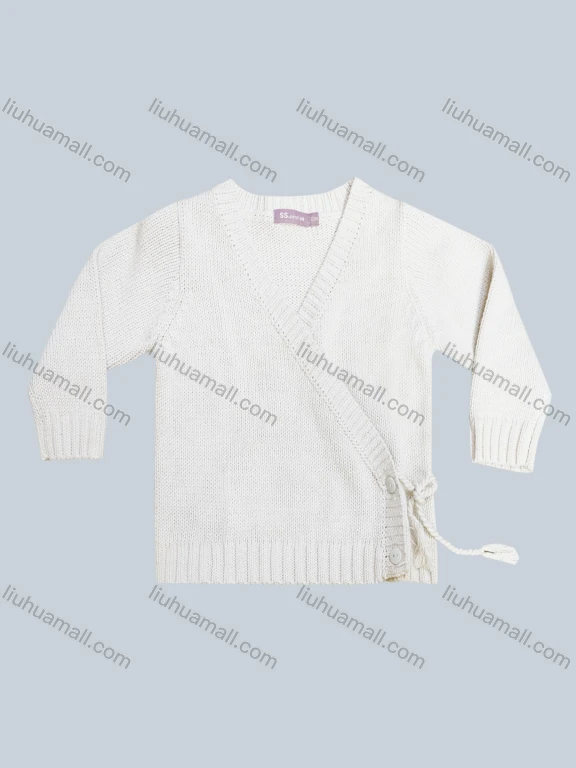 Wholesale Girl's Casual V Neck Long Sleeve Drawstring Button Down Knit Sweater