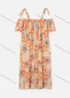 Wholesale Women's Casual Cold Shoulder Floral Print Button Decor Short Dress 7746# - Liuhuamall