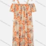 Wholesale Women's Casual Cold Shoulder Floral Print Button Decor Short Dress 7746# preview