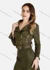 Wholesale Women's Lapel Zipper Crop Suede Jacket With A-Line Ruffle Hem Skirt 2 Piece Set - Liuhuamall