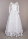 Wholesale Women's Glamorous Bateau Neck Embroidery Appliques Pearl Corset Bodice Classic Tulle Wedding Dress - Liuhuamall