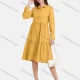 Wholesale Women's Plain Casual Button Down Long Sleeve Flared Hem Midi Shirt Dress 27# Clothing Wholesale Market Liuhua