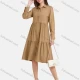 Wholesale Women's Plain Casual Button Down Long Sleeve Flared Hem Midi Shirt Dress 57# Clothing Wholesale Market Liuhua
