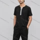 Wholesale Men's Casual Relaxed Fit Short Sleeve Henley T-Shirt #LHB006 Black Clothing Wholesale Market Liuhua