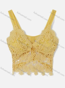 Wholesale Women's Sexy Elastic Mesh Guipure Lace Camisoles With Built-in Bra, LIUHUA CLOTHING WHOLESALE