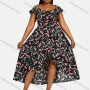 Wholesale Women's Cold Shoulder Cap Sleeve Froral Print Midi Dress A09# preview