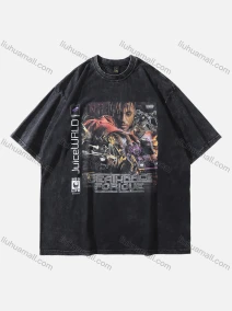 Wholesale Men's Fashion Hip Hop Oversized Crew Neck Short Sleeve Wash Distressed Graphic T-shirt 795#, LIUHUA CLOTHING WHOLESALE
