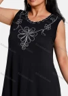 Wholesale Women's Plus Size Elegant Crew Neck Sleeveless Embroidery Knee Length Tank Dress - Liuhuamall